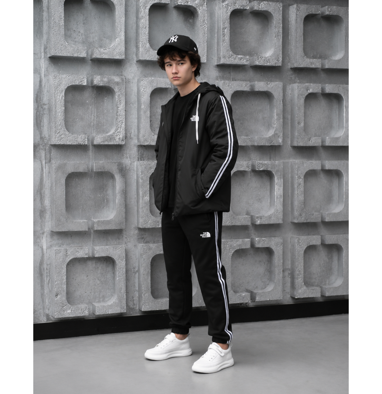 КОМПЛЕКТ ТРІЙКА ДЕМІСЕЗОН КОСТЮМ ТА КУРТКА TNF ЧОРНИЙ