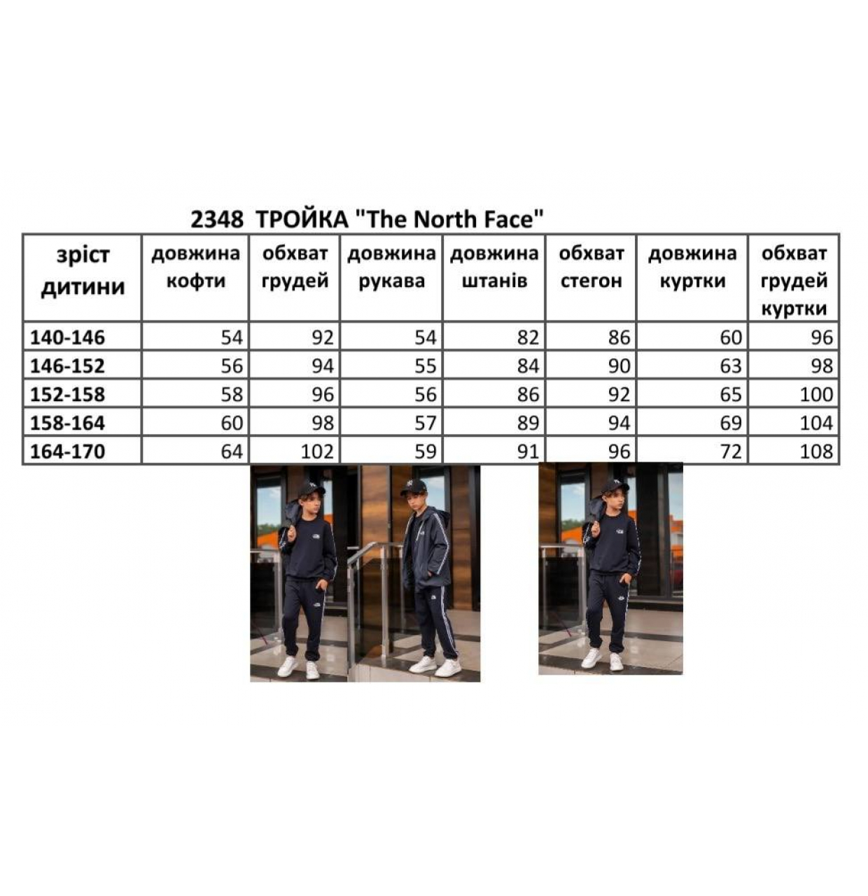 КОМПЛЕКТ ТРІЙКА ДЕМІСЕЗОН КОСТЮМ ТА КУРТКА TNF ЧОРНИЙ