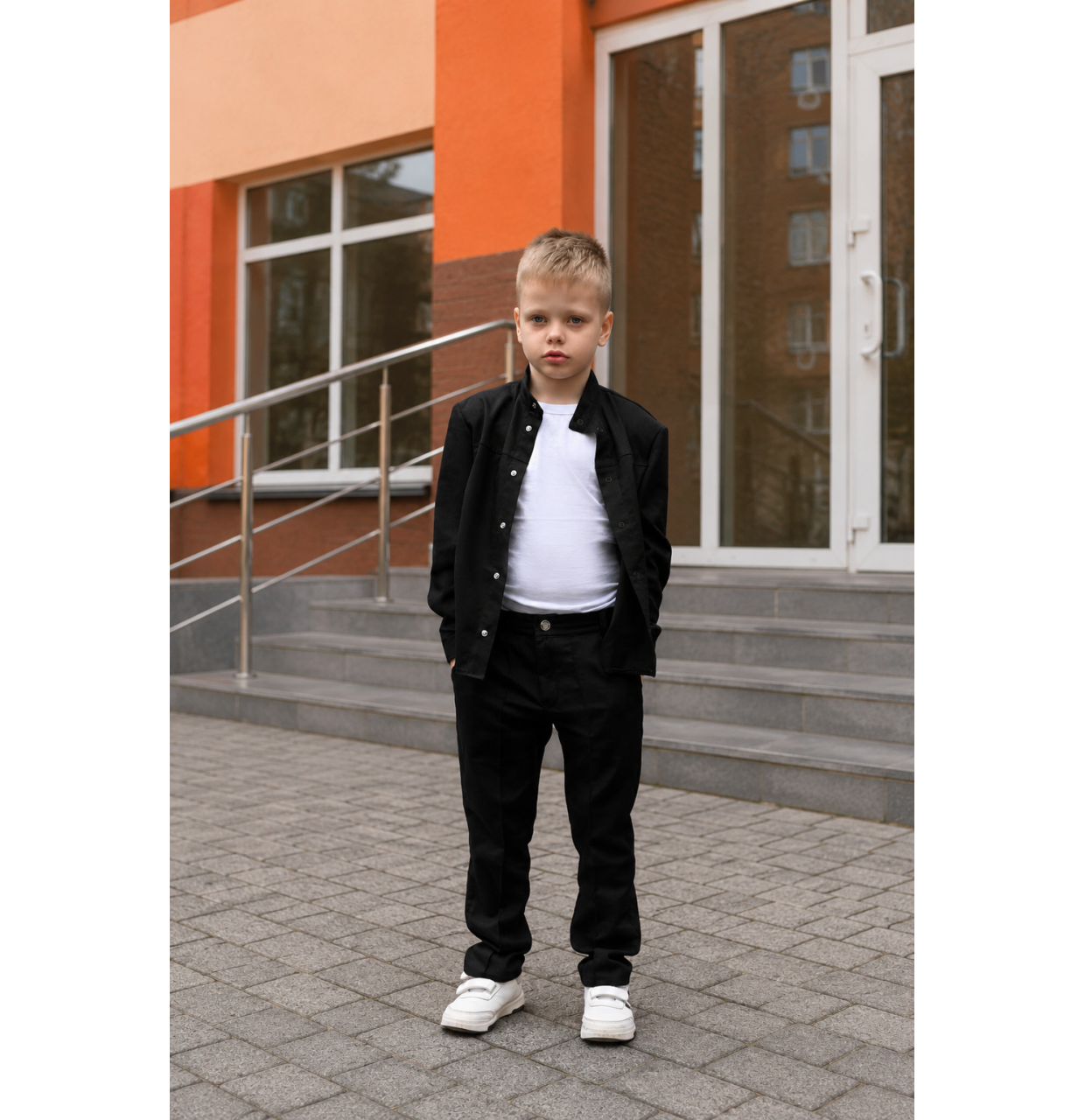  ЛЛЯНИЙ КОСТЮМ ДЛЯ ХЛОПЦЯ СОРОЧКА ТА БРЮКИ ЧОРНИЙ
