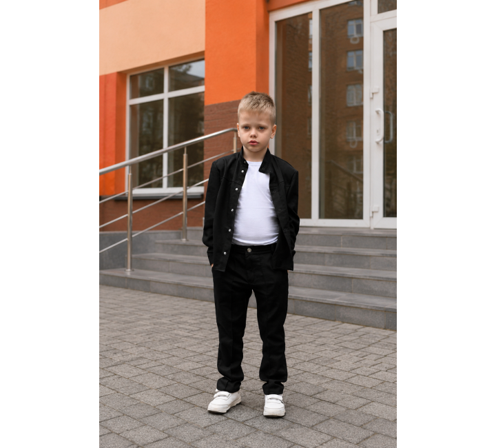  ЛЛЯНИЙ КОСТЮМ ДЛЯ ХЛОПЦЯ СОРОЧКА ТА БРЮКИ ЧОРНИЙ
