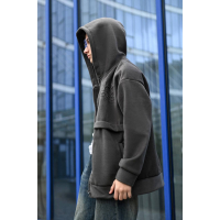 ZIP-ХУДІ ОВЕРСАЙЗ З ДВУСТОРОННЬОГО ФЛІСУ ГРАФІТ
