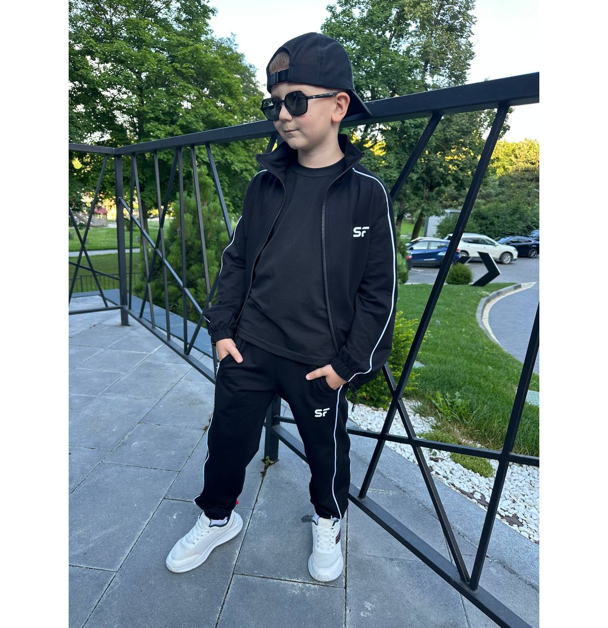 КОСТЮМ ZIP З КАНТОМ БЕЗ ФЛІСУ ЧОРНИЙ