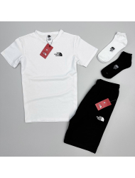 КОМПЛЕКТ ЛІТНІЙ TNF ШОРТИ ФУТБОЛКА +2П ШКАРПЕТКИ БІЛИЙ+ЧОРНИЙ