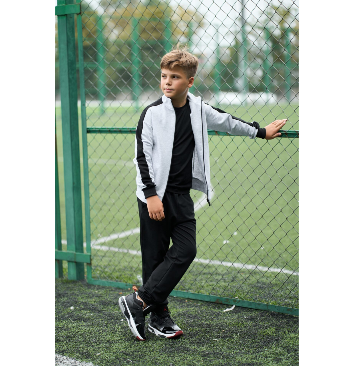 СПОРТИВНИЙ КОСТЮМ З КОФТОЮ НА ЗАМКУ 1602019 МЄЛАНЖ З ВСТАВКАМИ