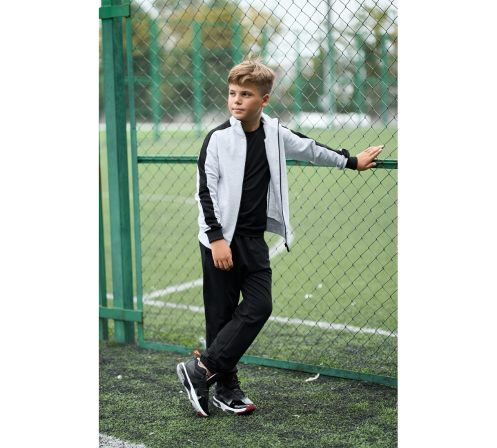 СПОРТИВНИЙ КОСТЮМ З КОФТОЮ НА ЗАМКУ 1602019 МЄЛАНЖ З ВСТАВКАМИ