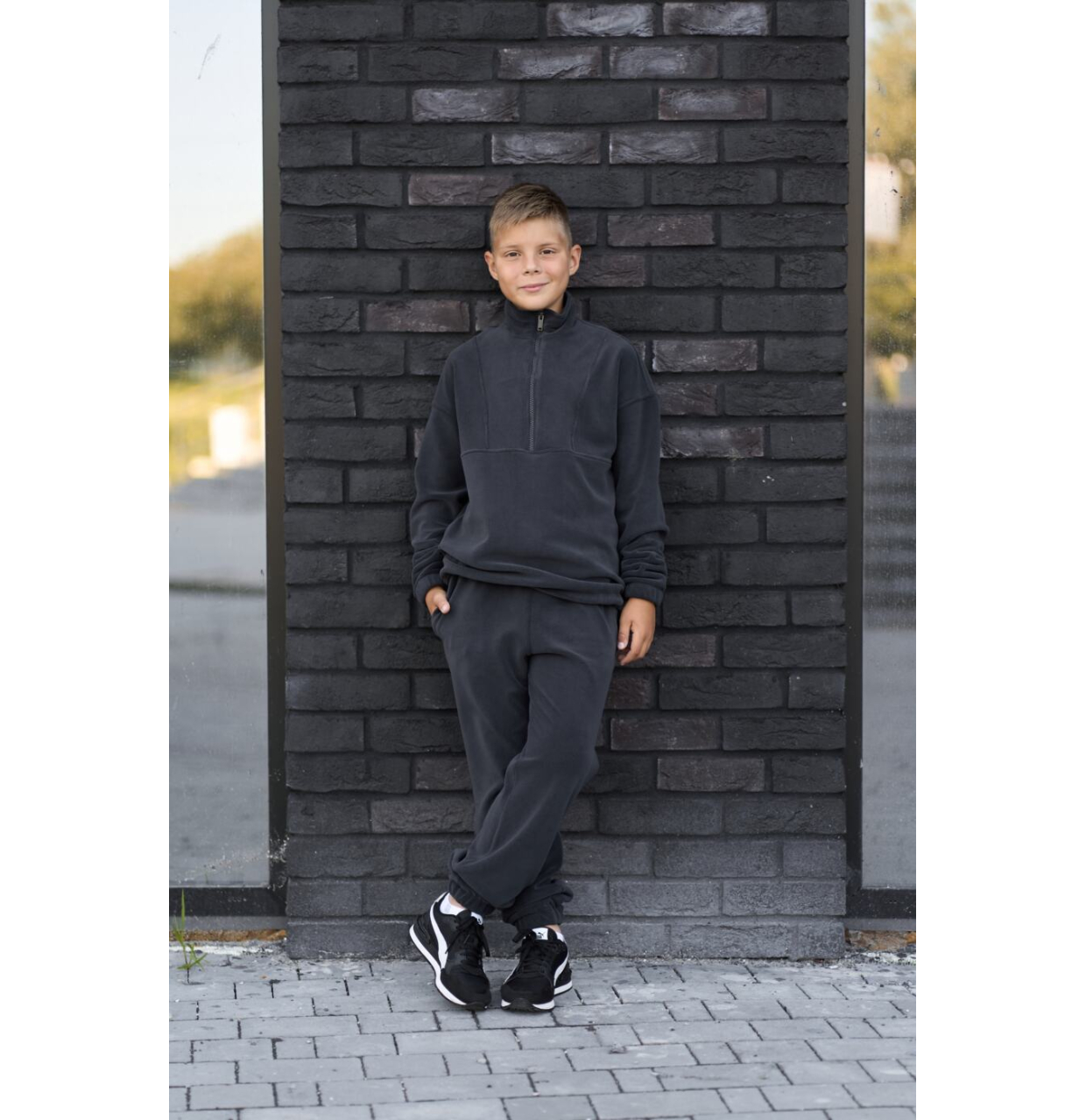 СПОРТИВНИЙ ДИТЯЧИЙ КОСТЮМ FLEECE TEDDY ГРАФІТ
