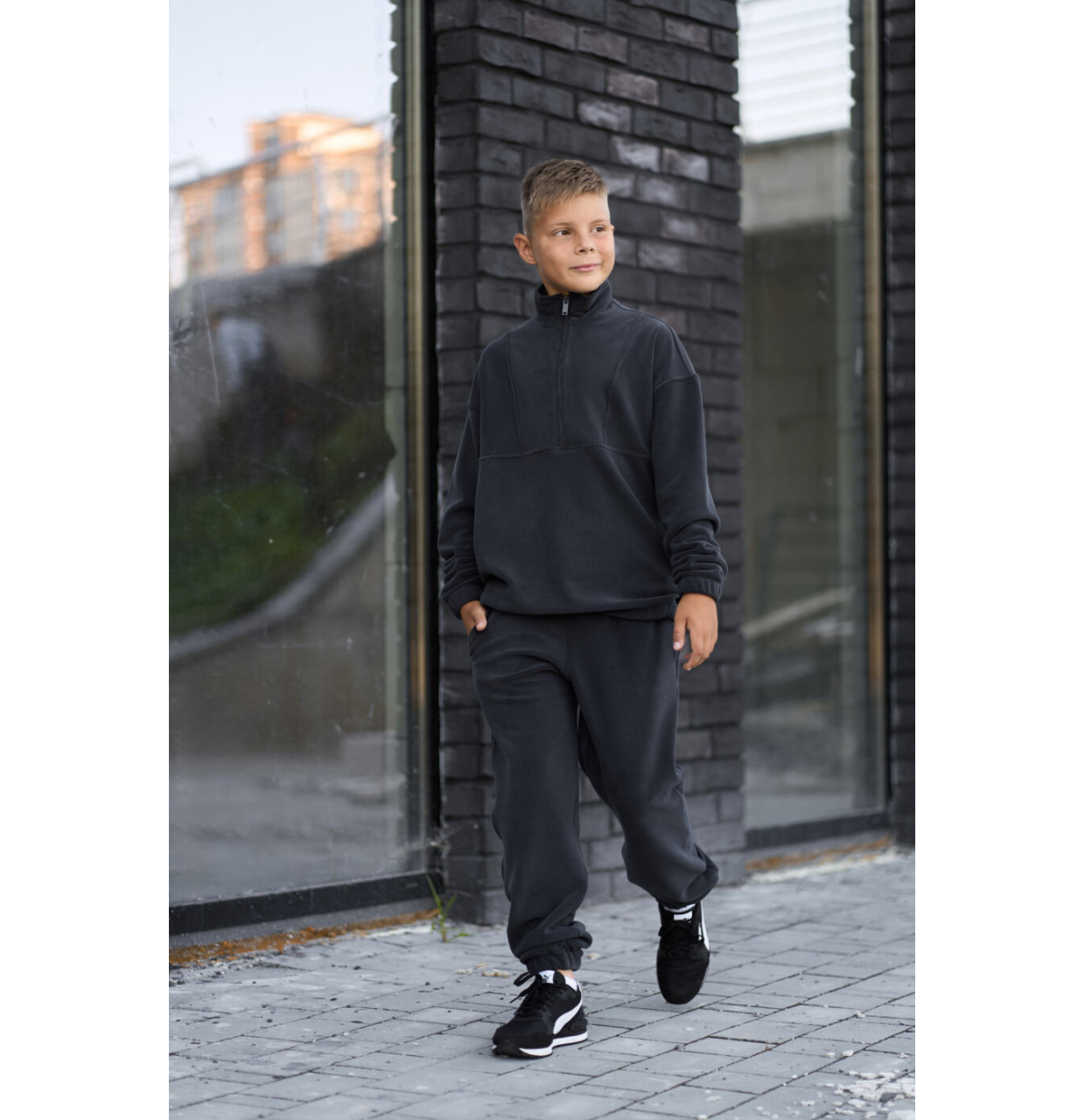 СПОРТИВНИЙ ДИТЯЧИЙ КОСТЮМ FLEECE TEDDY ГРАФІТ