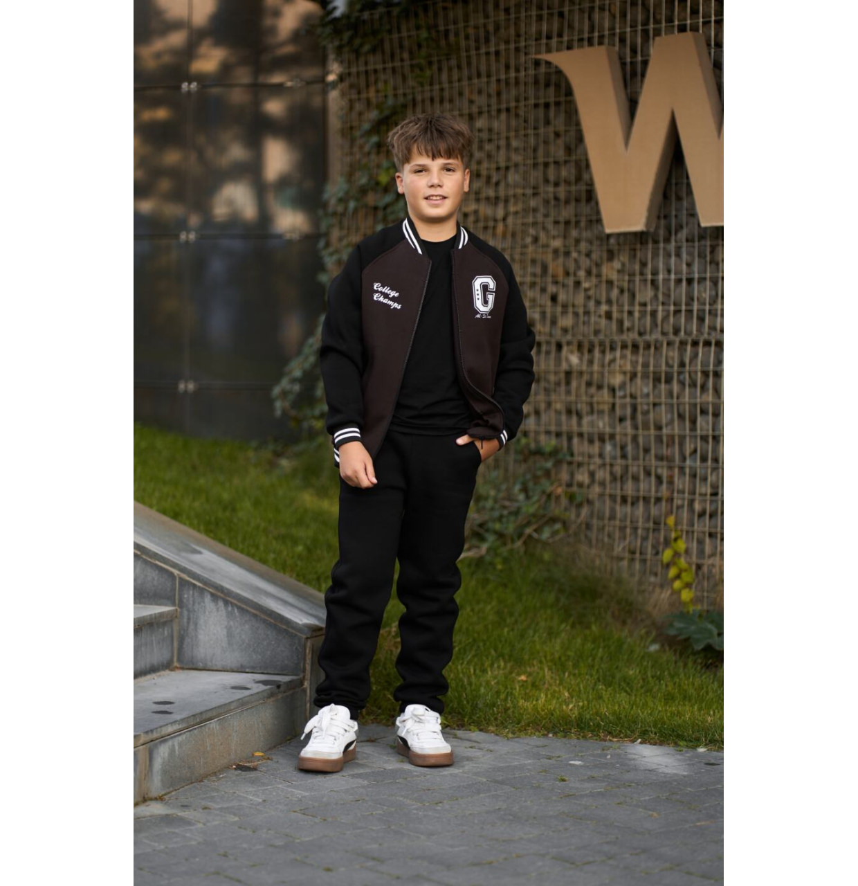 ТЕПЛИЙ ДИТЯЧИЙ КОСТЮМ CHAMPION БОМБЕР ТА ДЖОГЕРИ ЧОРНИЙ+ШОКОЛАД