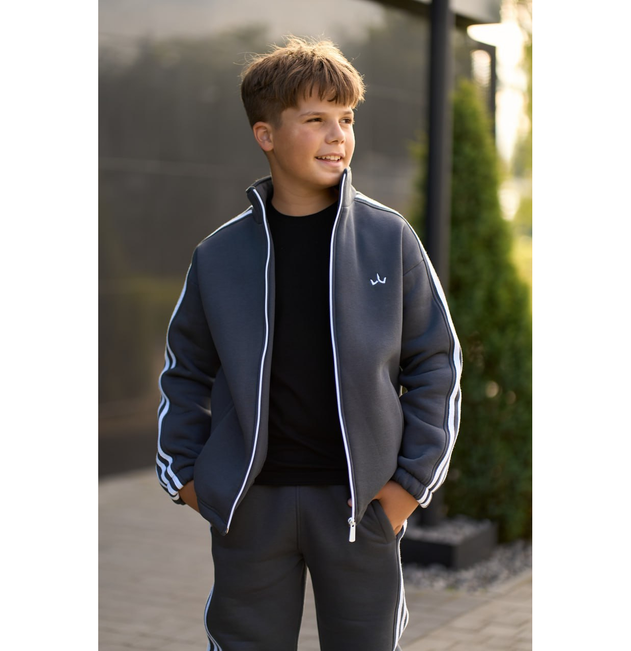 ТЕПЛИЙ СПОРТИВНИЙ ДИТЯЧИЙ КОСТЮМ STREET FLEECE ГРАФІТ