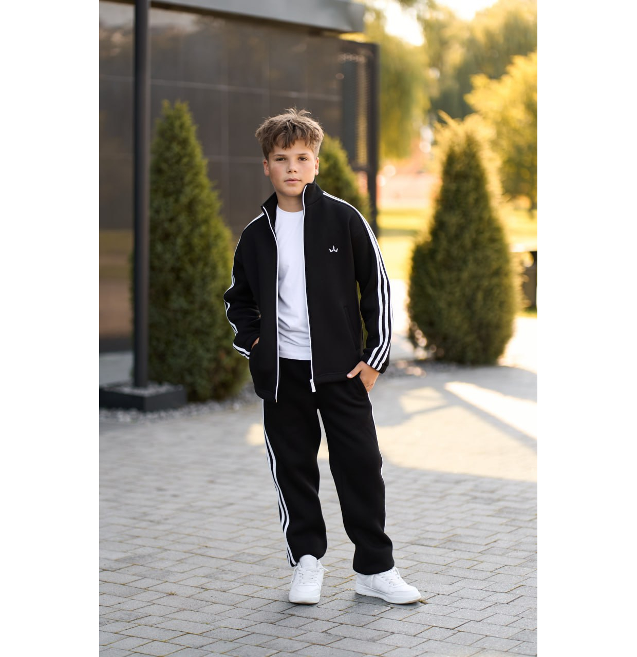 ТЕПЛИЙ СПОРТИВНИЙ ДИТЯЧИЙ КОСТЮМ STREET FLEECE ЧОРНИЙ