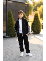 ТЕПЛИЙ СПОРТИВНИЙ ДИТЯЧИЙ КОСТЮМ STREET FLEECE ЧОРНИЙ