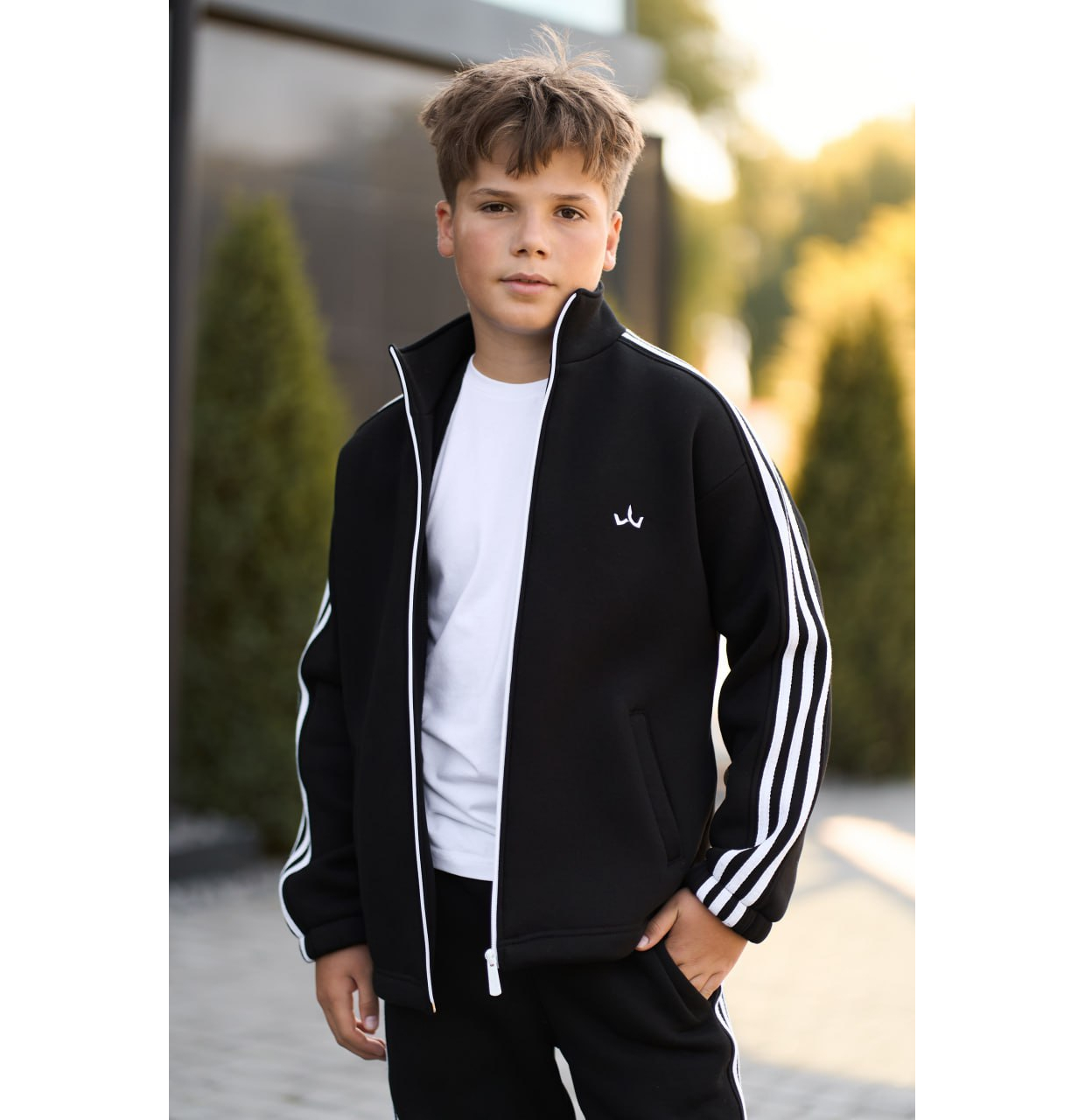 ТЕПЛИЙ СПОРТИВНИЙ ДИТЯЧИЙ КОСТЮМ STREET FLEECE ЧОРНИЙ