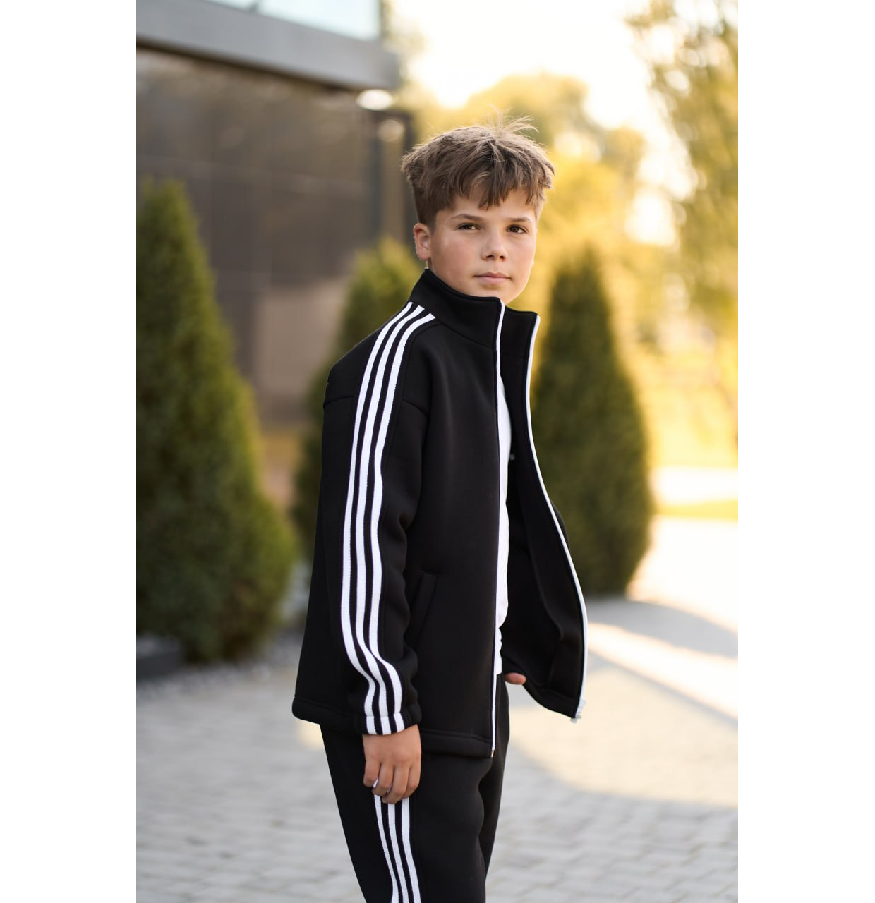 ТЕПЛИЙ СПОРТИВНИЙ ДИТЯЧИЙ КОСТЮМ STREET FLEECE ЧОРНИЙ