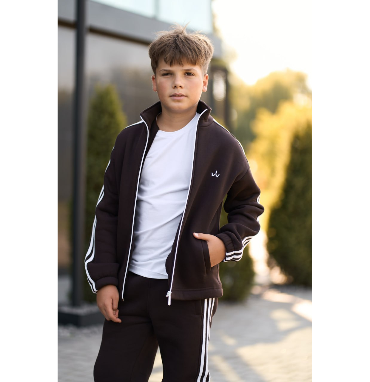ТЕПЛИЙ СПОРТИВНИЙ ДИТЯЧИЙ КОСТЮМ STREET FLEECE ШОКОЛАД